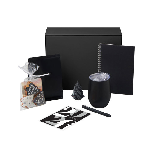 Подарочный набор c термокружкой, блокнотом, ручкой и свечкой, черный