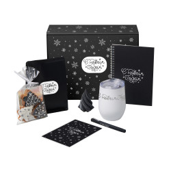 Подарочный набор c термокружкой, блокнотом, ручкой и свечкой, белый
