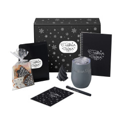Подарочный набор c термокружкой, блокнотом, ручкой и свечкой, серый