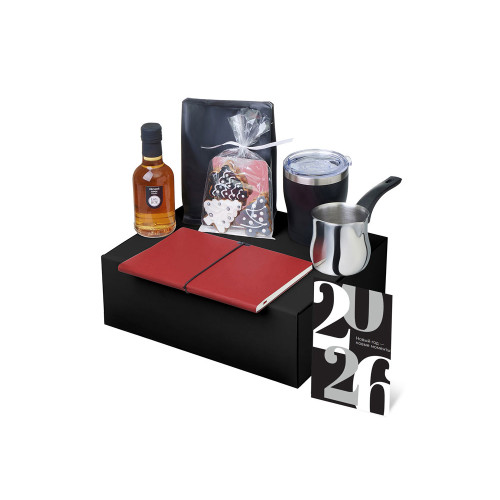 Подарочный набор с туркой, кофе и термокружкой, красный