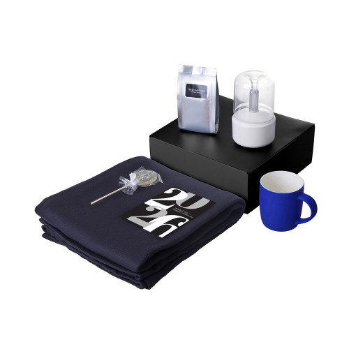 Подарочный набор с пледом, увлажнителем и кружкой, синий