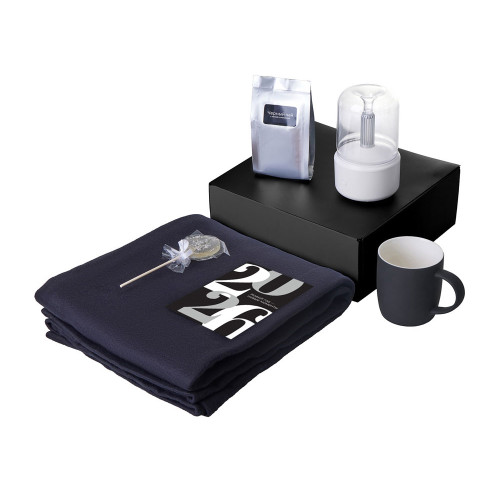 Подарочный набор с пледом, увлажнителем и кружкой, черный