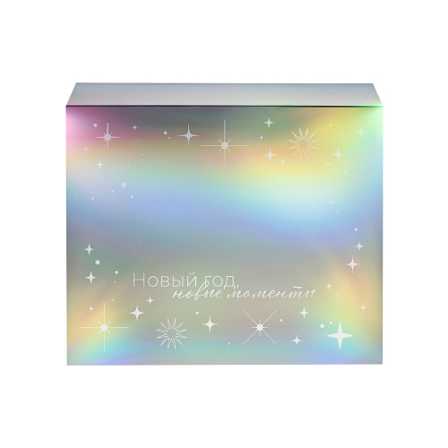Подарочная коробка с голографическим шубером Aurora, L, вн. размер 260х260х100 мм.
