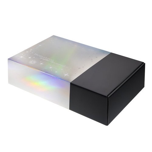 Подарочная коробка с голографическим шубером Aurora, L, вн. размер 260х260х100 мм.