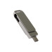 USB 2.0- флешка на 32 Гб поворотный механизм 2 в 1, c дополнительным разъемом Type-C с одноцветным металлическим клипом, серебристый