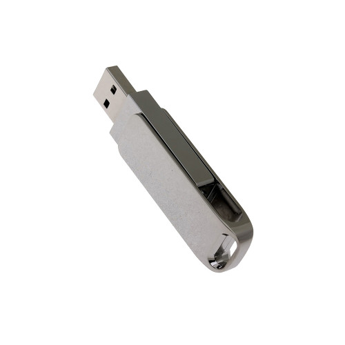 USB 2.0- флешка на 32 Гб поворотный механизм 2 в 1, c дополнительным разъемом Type-C с одноцветным металлическим клипом, серебристый
