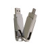 USB 3.0- флешка на 32 Гб поворотный механизм 2 в 1, c дополнительным разъемом Type-C с одноцветным металлическим клипом, серый