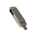 USB 3.0- флешка на 32 Гб поворотный механизм 2 в 1, c дополнительным разъемом Type-C с одноцветным металлическим клипом, серый