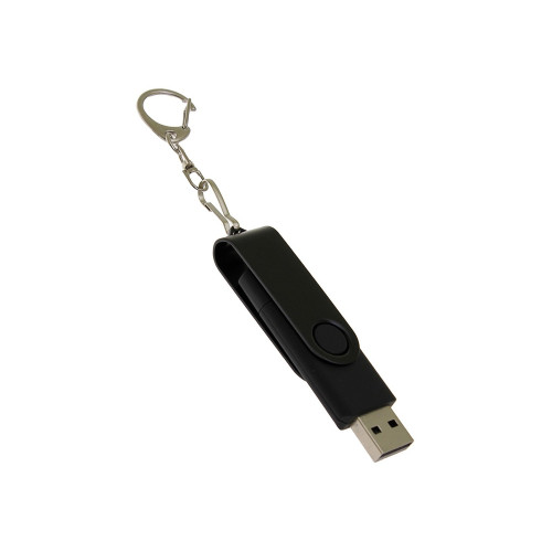 USB-флешка на 16 Гб 2 в 1 поворотный механизм, c дополнительным разъемом Type-C с одноцветным металлическим клипом, черный