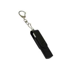 USB-флешка на 64 Гб 2 в 1 поворотный механизм, c дополнительным разъемом Type-C с одноцветным металлическим клипом, черный