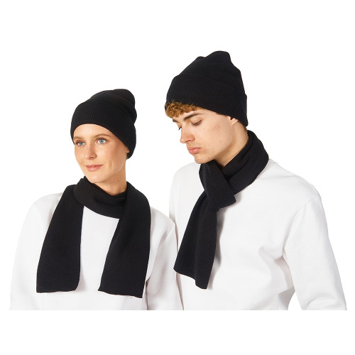 Подарочный набор с варежками, шарфом и термосом, черный