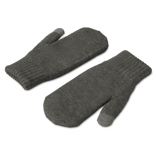 Подарочный набор с варежками, шарфом и термосом, серый