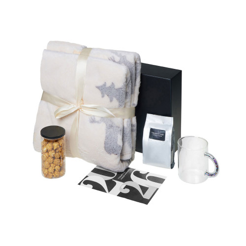 подарочный набор с пледом, кружкой и чаем