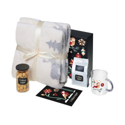 подарочный набор с пледом, кружкой и чаем