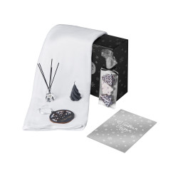 Подарочный набор с пледом, свечой и диффузором, белый