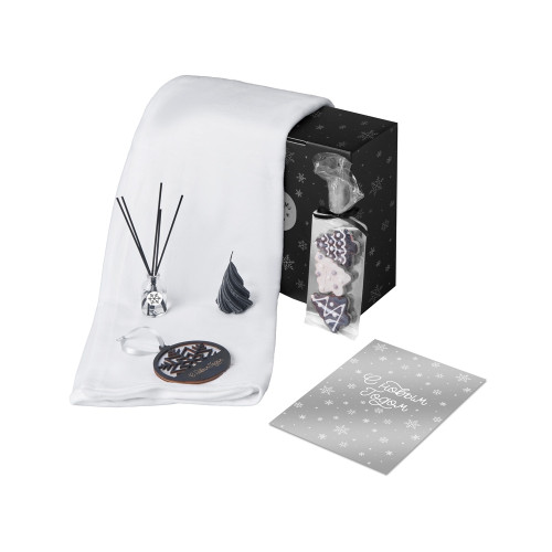 Подарочный набор с пледом, свечой и диффузором, белый