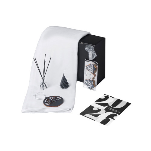 Подарочный набор с пледом, свечой и диффузором, белый