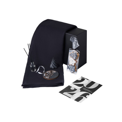 Подарочный набор с пледом, свечой и диффузором, черный