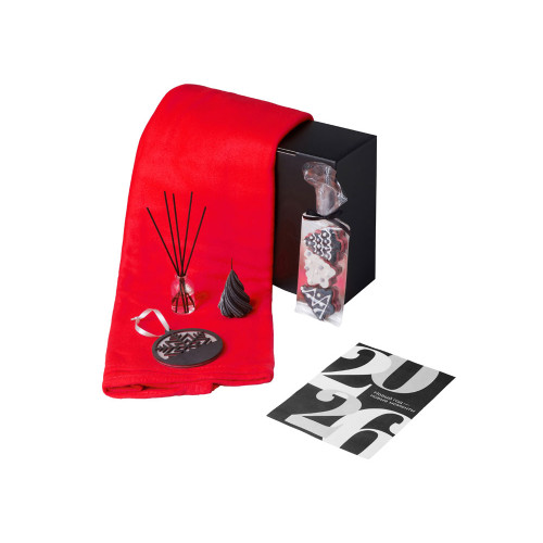 Подарочный набор с пледом, свечой и диффузором, красный