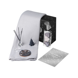 Подарочный набор с пледом, свечой и диффузором, серый