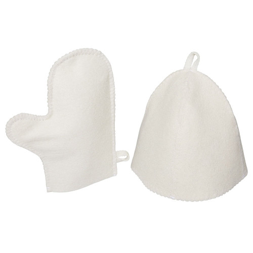 Банный набор из шапки и рукавицы Renew, белый Банный набор из шапки и рукавицы Renew, белый