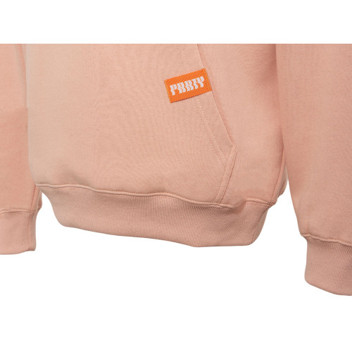 Толстовка с капюшоном оверсайз Berlin унисекс, лососевый, ДТФ, бренд тайп и лейбл