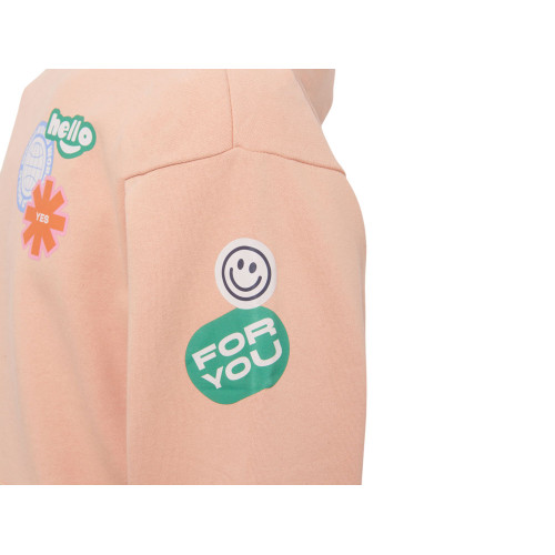 Толстовка с капюшоном оверсайз Berlin унисекс, лососевый, ДТФ, бренд тайп и лейбл