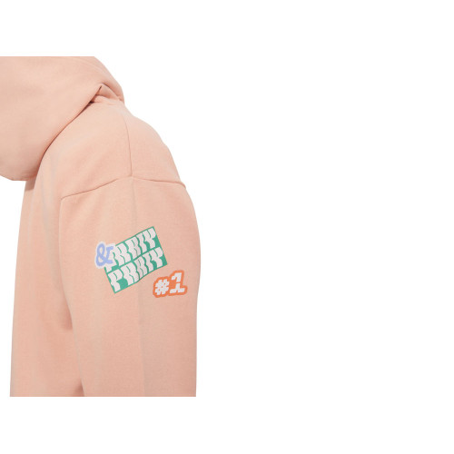 Толстовка с капюшоном оверсайз Berlin унисекс, лососевый, ДТФ, бренд тайп и лейбл