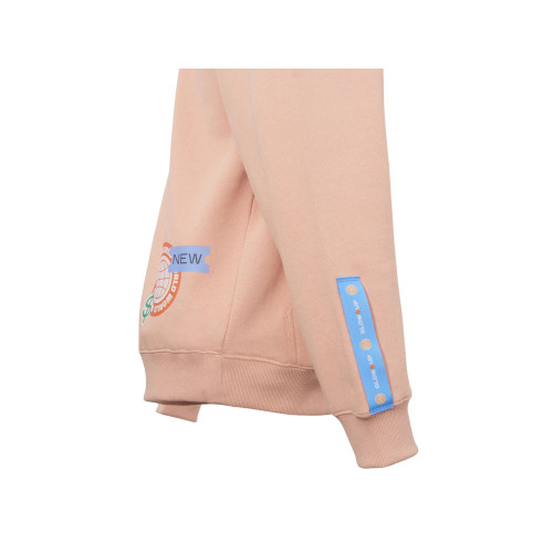 Толстовка с капюшоном оверсайз Berlin унисекс, лососевый, ДТФ, бренд тайп и лейбл