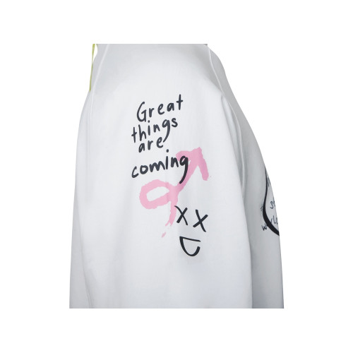 Свитшот оверсайз с рукавом реглан Belgrade, унисекс, белый, ДТФ текстиль