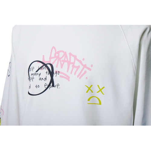 Свитшот оверсайз с рукавом реглан Belgrade, унисекс, белый, ДТФ текстиль