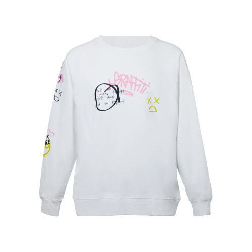 Свитшот оверсайз с рукавом реглан Belgrade, унисекс, белый, ДТФ текстиль