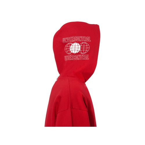 Толстовка оверсайз с капюшоном на молнии Monaco, красный, лейбл, бренд тайп и термотрансфер