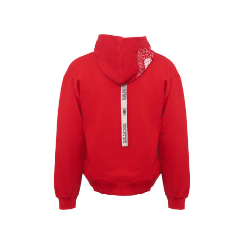 Толстовка оверсайз с капюшоном на молнии Monaco, красный, лейбл, бренд тайп и термотрансфер