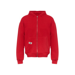 Толстовка оверсайз с капюшоном на молнии Monaco, красный, лейбл, бренд тайп и термотрансфер