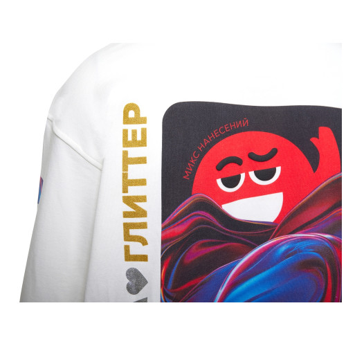 Худи оверсайз Alpha.01 унисекс, молочный, все виды нанесения на текстиле на одной толстовке