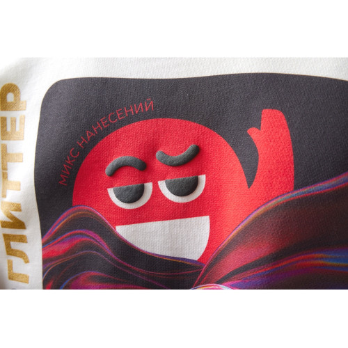 Худи оверсайз Alpha.01 унисекс, молочный, все виды нанесения на текстиле на одной толстовке