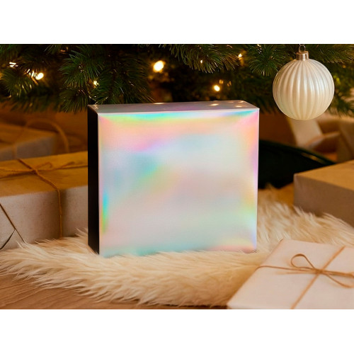 Подарочная коробка с голографическим шубером без печати Aurora, L, 260х260х100 мм. Подарочная коробка с голографическим шубером без печати Aurora, L, 260х260х100 мм.