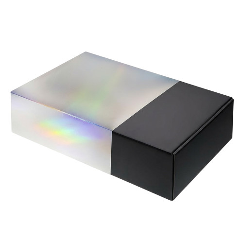 Подарочная коробка с голографическим шубером без печати Aurora, L, 260х260х100 мм. Подарочная коробка с голографическим шубером без печати Aurora, L, 260х260х100 мм.