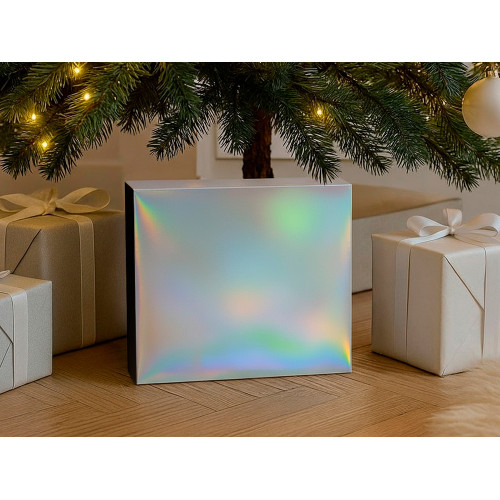 Подарочная коробка с голографическим шубером без печати Aurora, L, 260х260х100 мм. Подарочная коробка с голографическим шубером без печати Aurora, L, 260х260х100 мм.