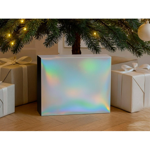 Подарочная коробка с голографическим шубером без печати Aurora, XL, 300х235х105 мм. Подарочная коробка с голографическим шубером без печати Aurora, XL, 300х235х105 мм.