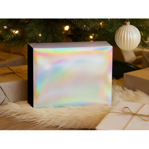 Подарочная коробка с голографическим шубером без печати Aurora, XL, 300х235х105 мм. Подарочная коробка с голографическим шубером без печати Aurora, XL, 300х235х105 мм.