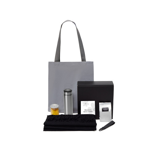 Подарочный набор Re:f. Walk с палантином, шоппером и термосом, черный