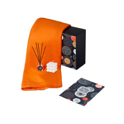 Подарочный набор с пледом, свечой и диффузором, оранжевый