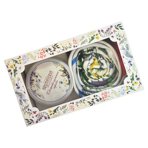 Набор: платок Русский полевой букет и свеча Цветы и травы Набор: платок Русский полевой букет и свеча Цветы и травы