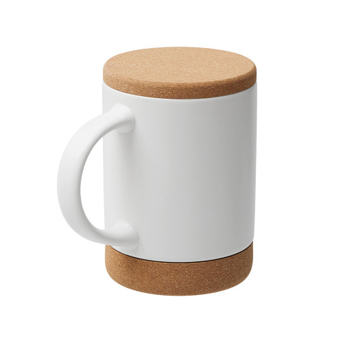 Кружка 450 мл с пробковым дном с крышкой Корк & Бон, белый