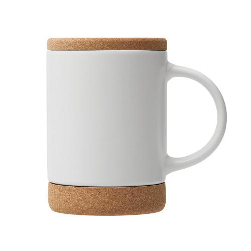 Кружка 450 мл с пробковым дном с крышкой Корк & Бон, белый