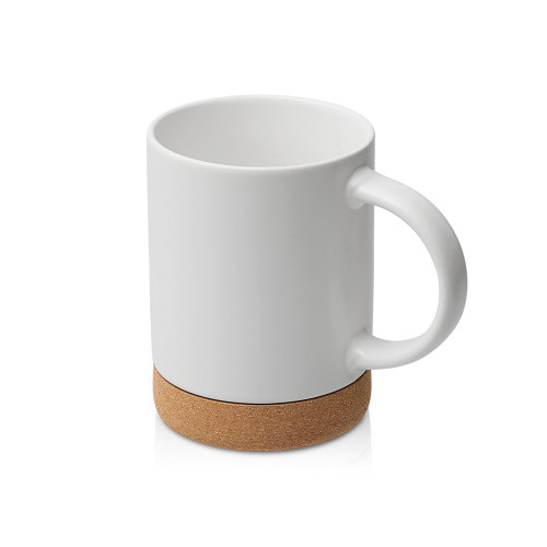 Кружка 450 мл с пробковым дном с крышкой Корк & Бон, белый