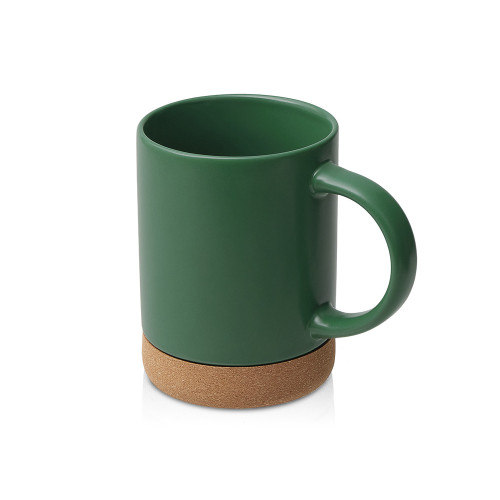 Кружка 450 мл с пробковым дном с крышкой Корк & Бон, глубокий зеленый