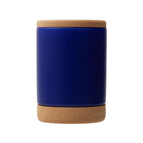 Кружка 450 мл с пробковым дном с крышкой Корк & Бон, глубокий синий